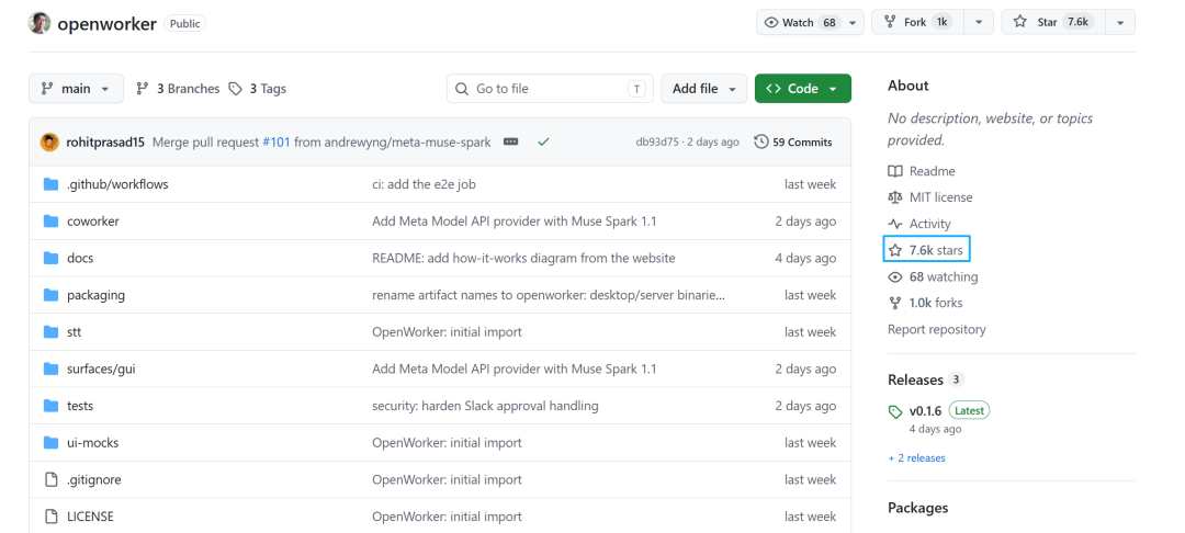 OpenWorker项目GitHub仓库页面
